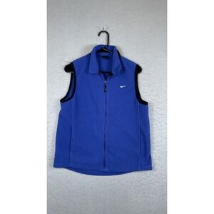 Nike‎ Fleece Vest Youth Large Blue Full Zip Swoosh Logo Mock Neck Pockets